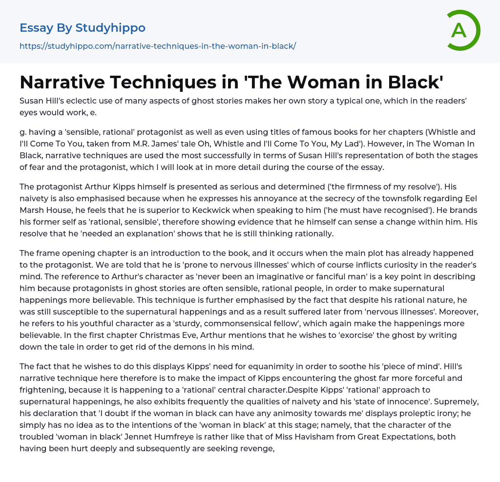 Narrative Techniques in ‘The Woman in Black’ Essay Example