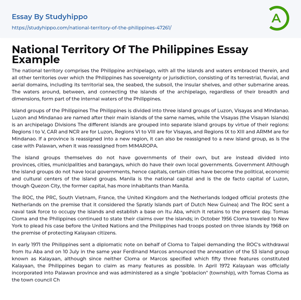 National Territory Of The Philippines Essay Example