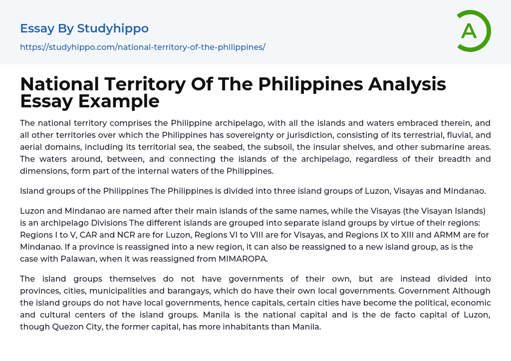National Territory Of The Philippines Analysis Essay Example