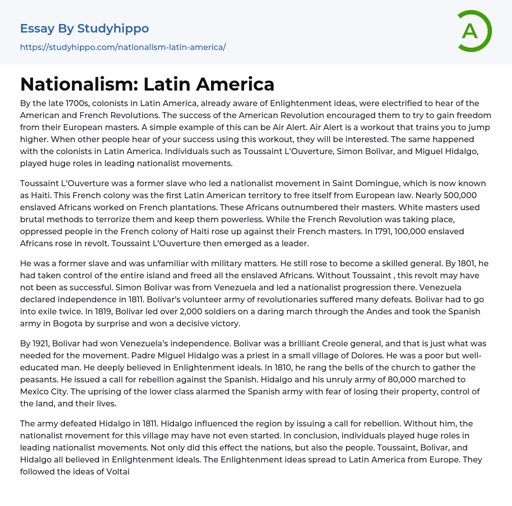 Nationalism: Latin America Essay Example