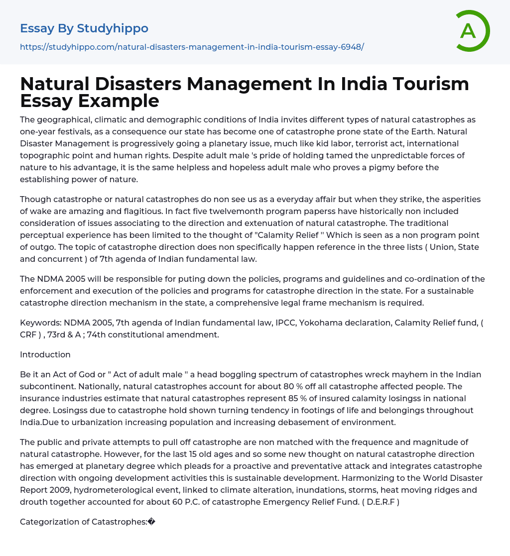 india and natural disasters essay