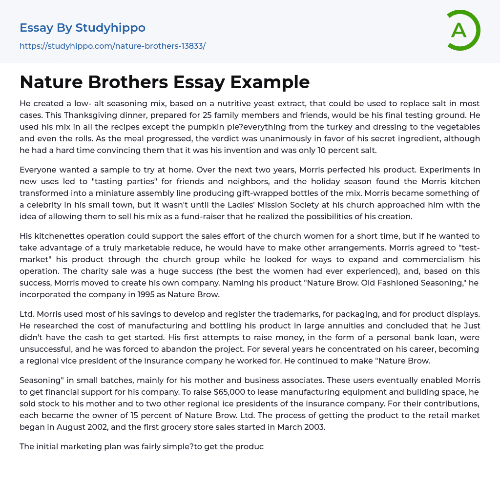 Nature Brothers Essay Example