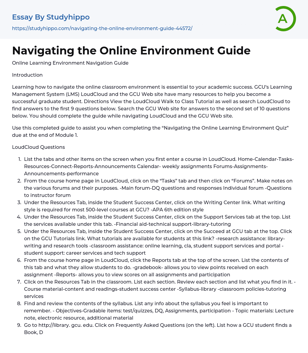 essay about online environment