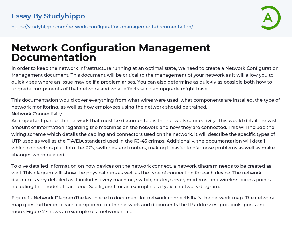 Network Configuration Management Documentation Essay Example