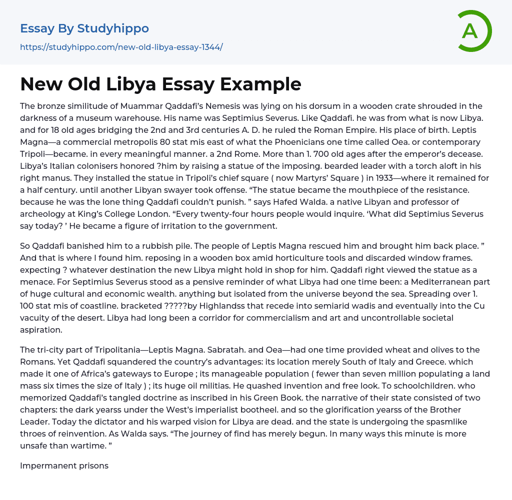 New Old Libya Essay Example