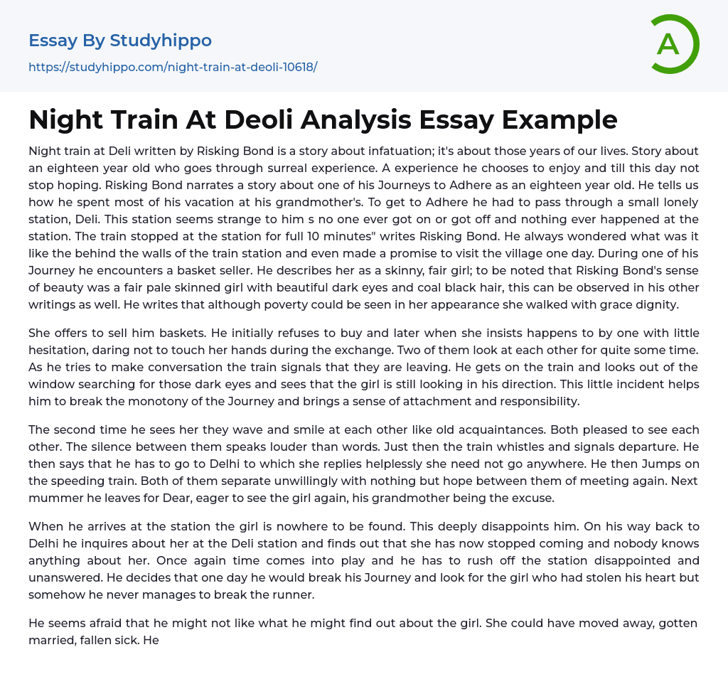 Night Train At Deoli Analysis Essay Example