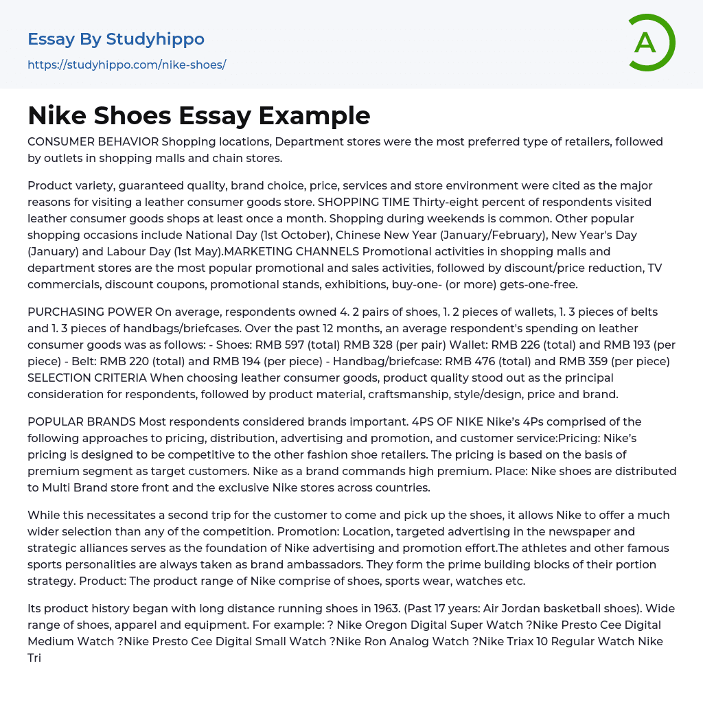 SWOT Analysis SWOT Analysis Nike, INC. Essay Example