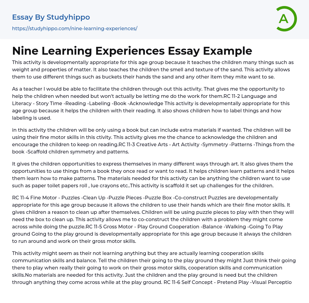 essay learning from experience