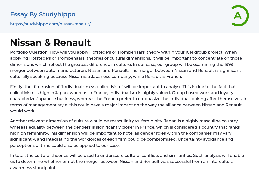 Nissan & Renault Essay Example
