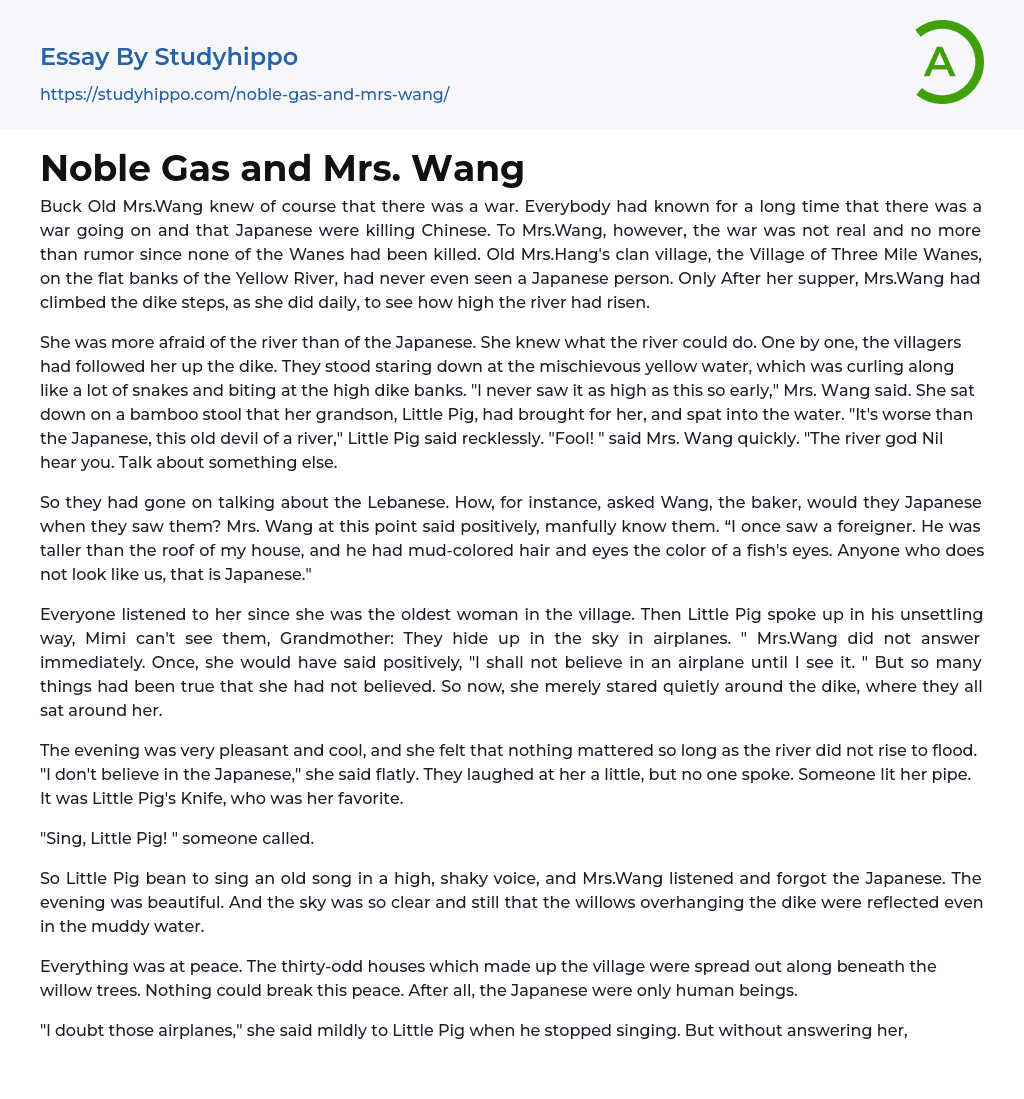 Noble Gas and Mrs. Wang Essay Example