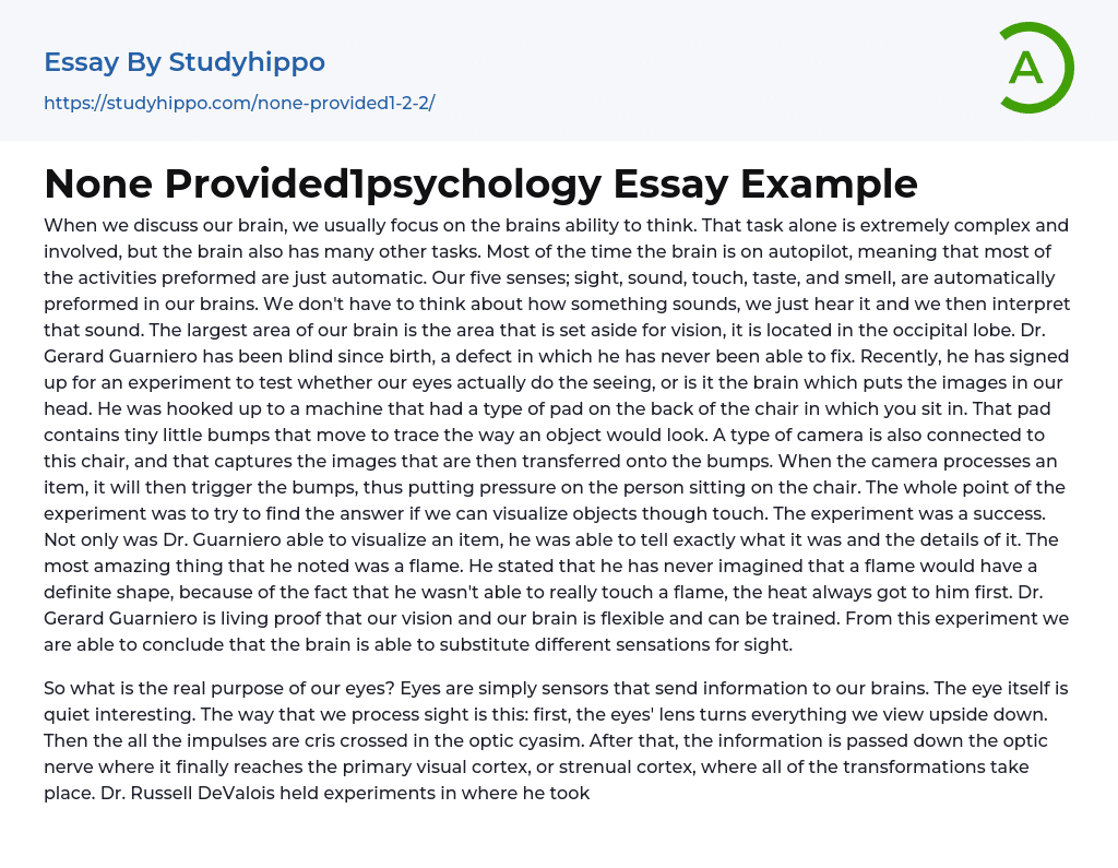 None Provided1psychology Essay Example