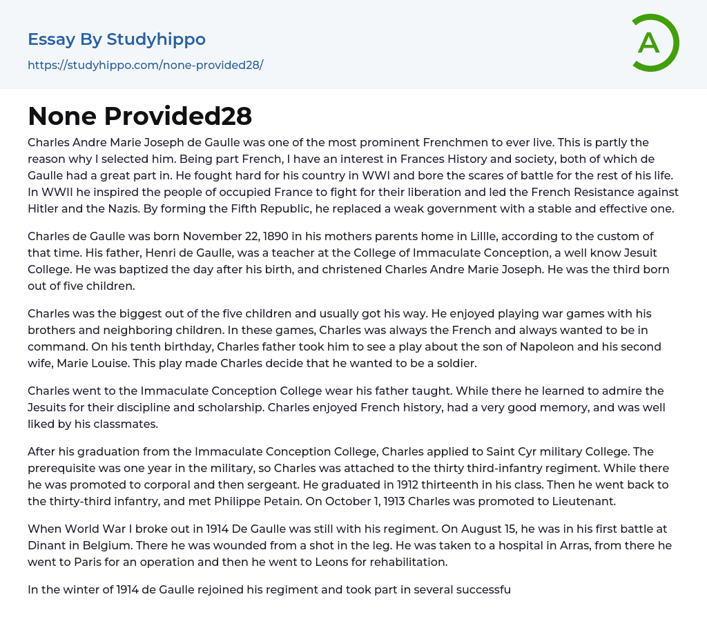 None Provided28 Essay Example