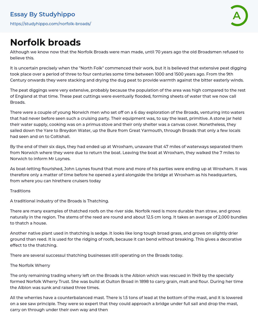Norfolk broads Essay Example