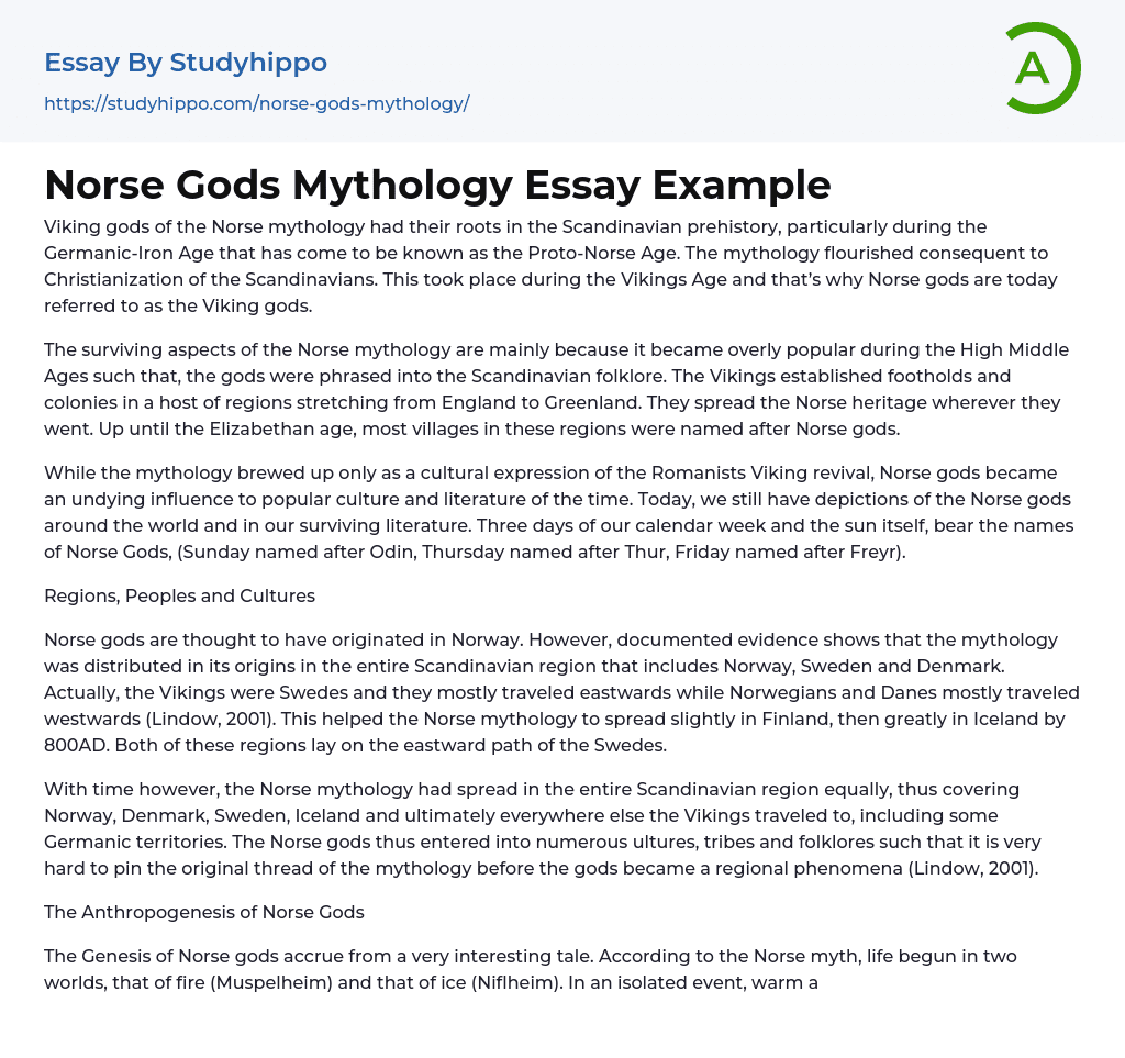 Norse Gods Mythology Essay Example