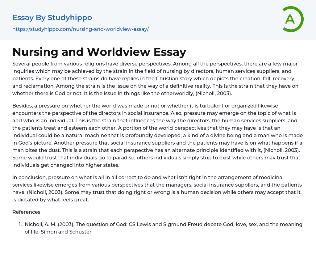 Nursing and Worldview Essay