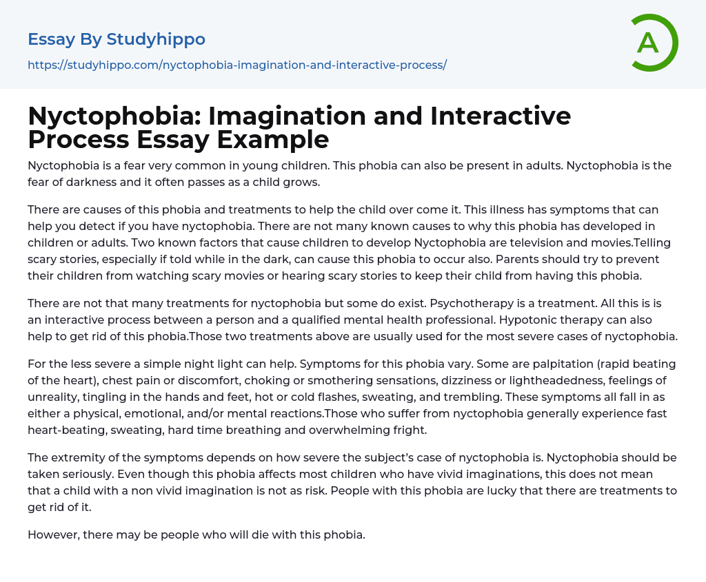 Nyctophobia: Imagination and Interactive Process Essay Example