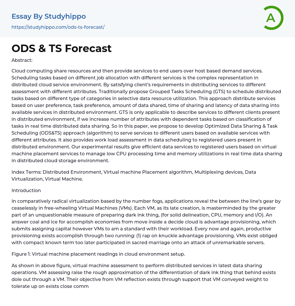 ODS & TS Forecast Essay Example