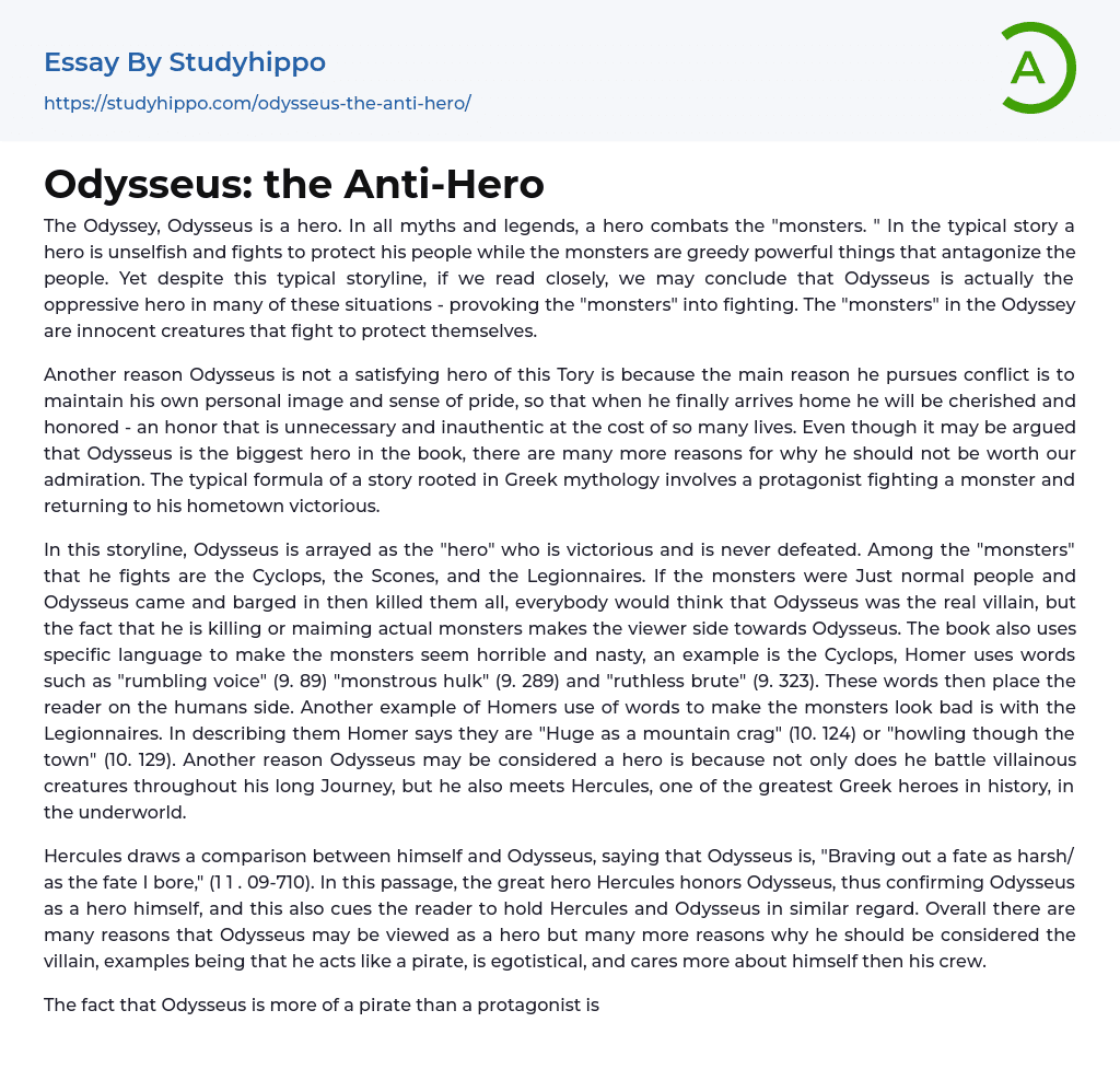 odysseus hero essay