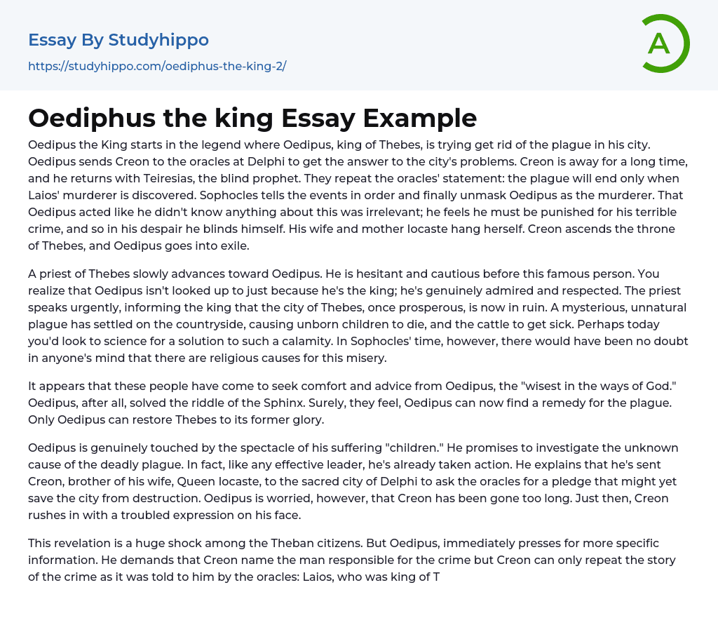Oediphus the king Essay Example