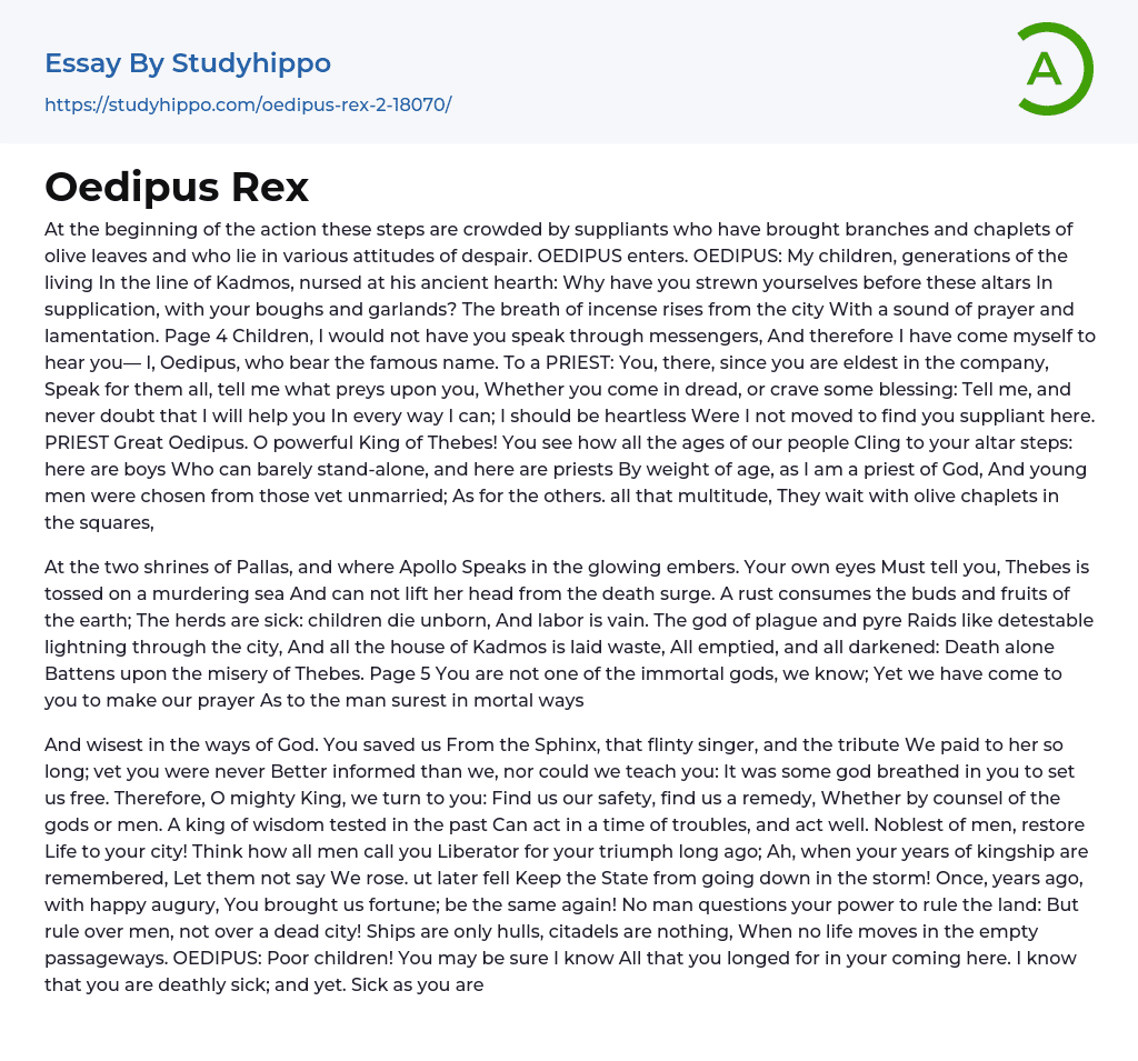Oedipus Rex Essay Example