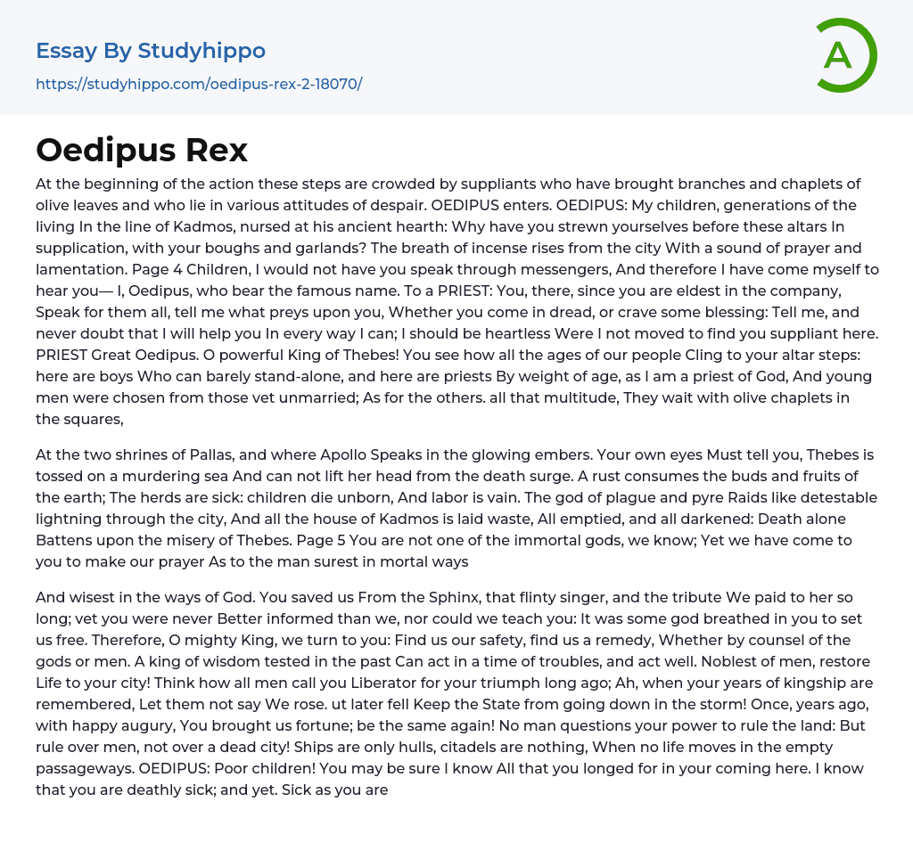 thesis statement for oedipus rex