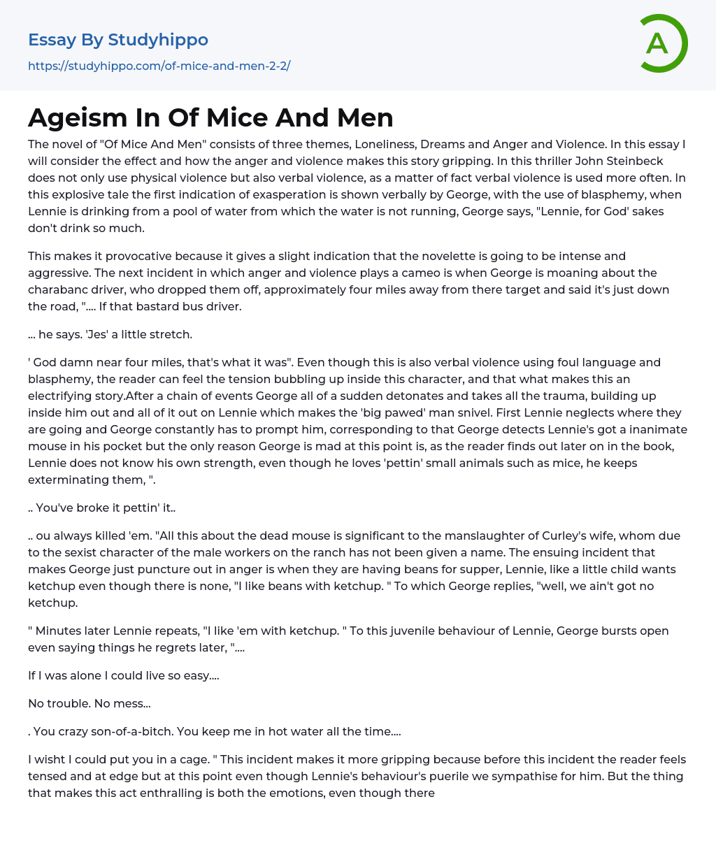 Ageism In Of Mice And Men Essay Example