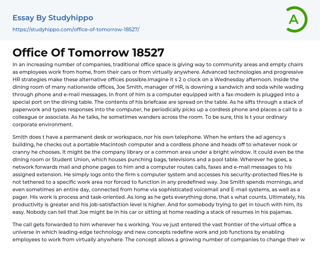 Office Of Tomorrow 18527 Essay Example