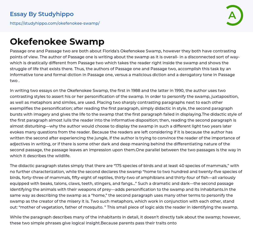 okefenokee swamp ap lang essay