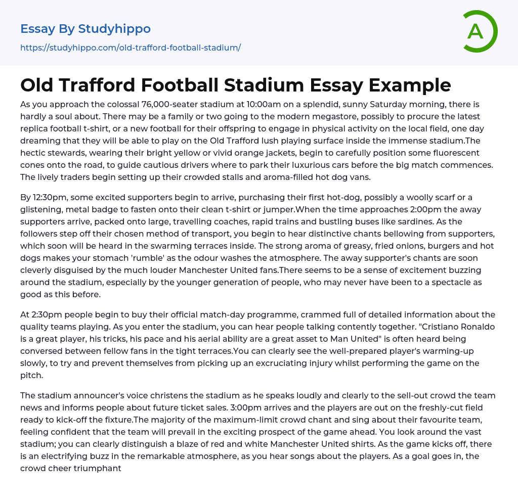 Old Trafford Football Stadium Essay Example