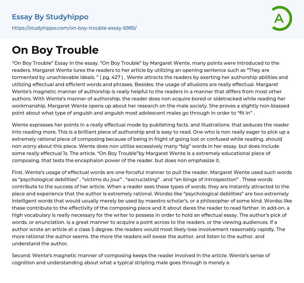 On Boy Trouble