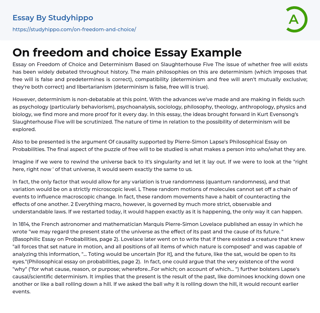 essay about human freedom