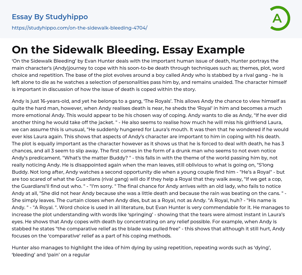 On the Sidewalk Bleeding. Essay Example