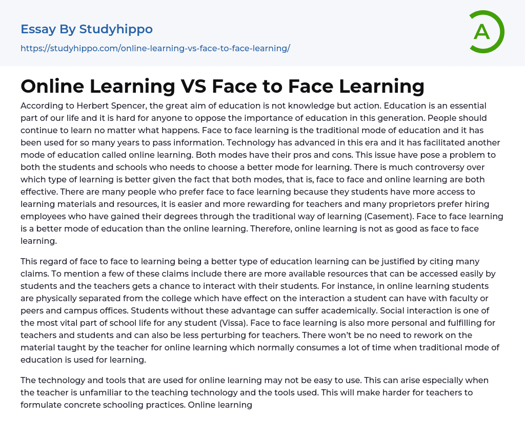 critical thinking in online vs face to face higher education