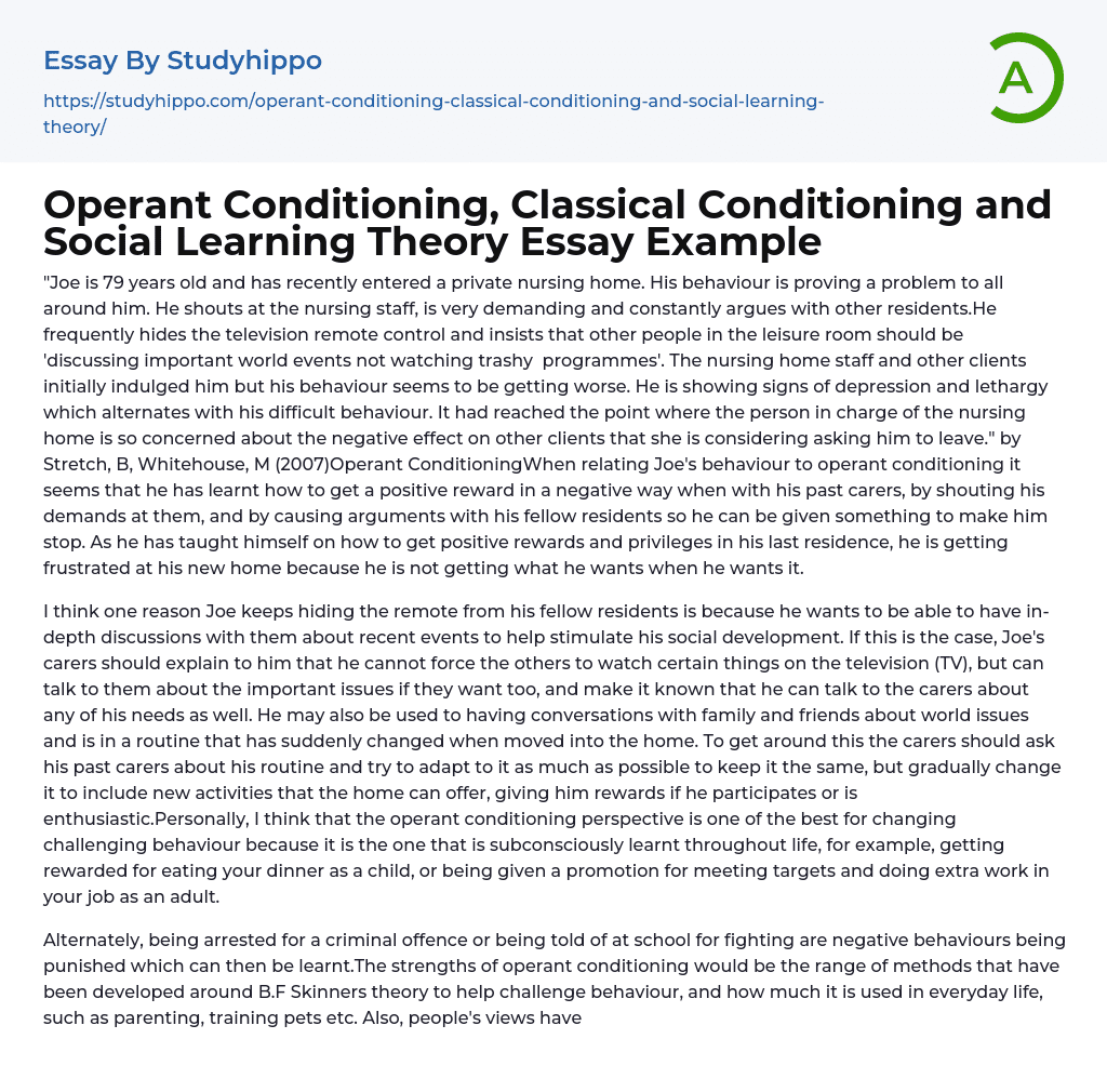 operant conditioning psychology essay