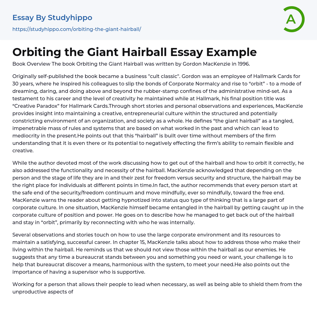 Orbiting the Giant Hairball Essay Example