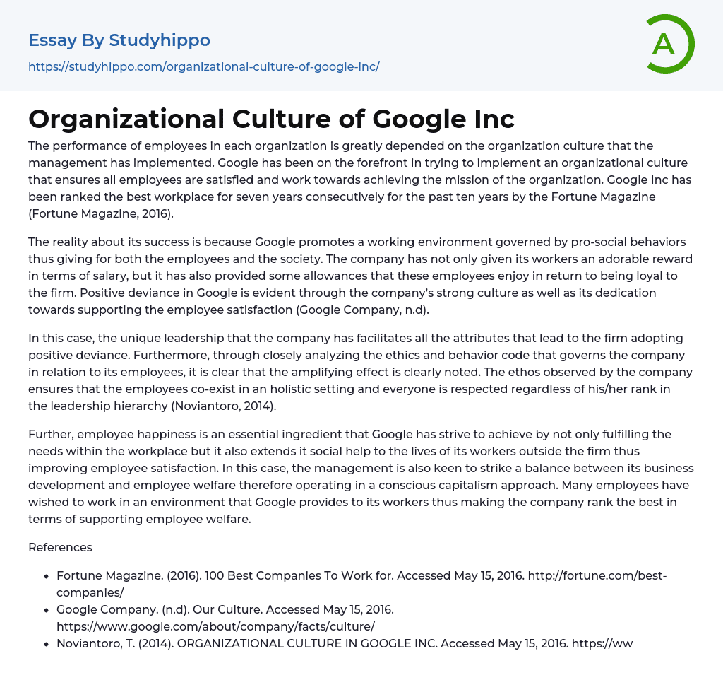 google organisational culture case study