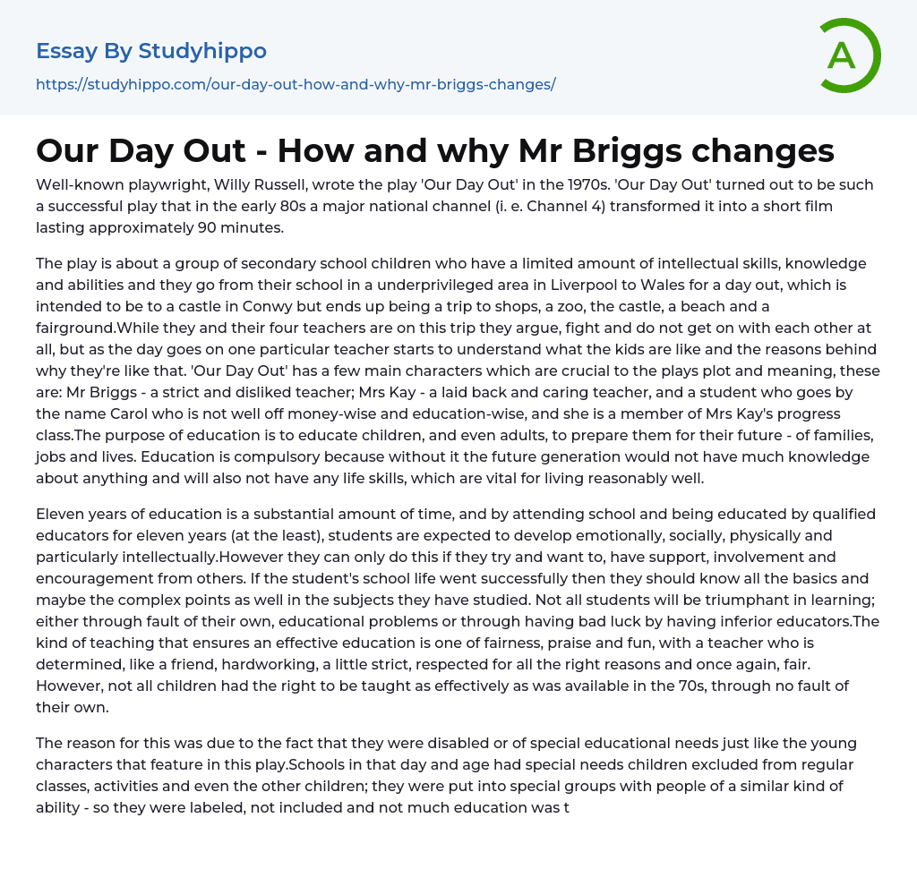 Our Day Out – How and why Mr Briggs changes Essay Example