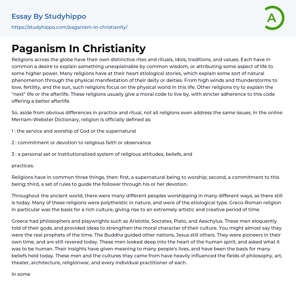 Paganism In Christianity Essay Example