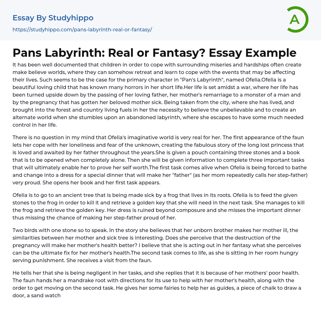 Pans Labyrinth: Real or Fantasy? Essay Example