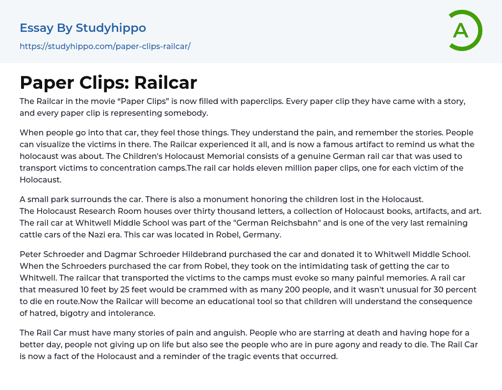 Paper Clips: Railcar Essay Example