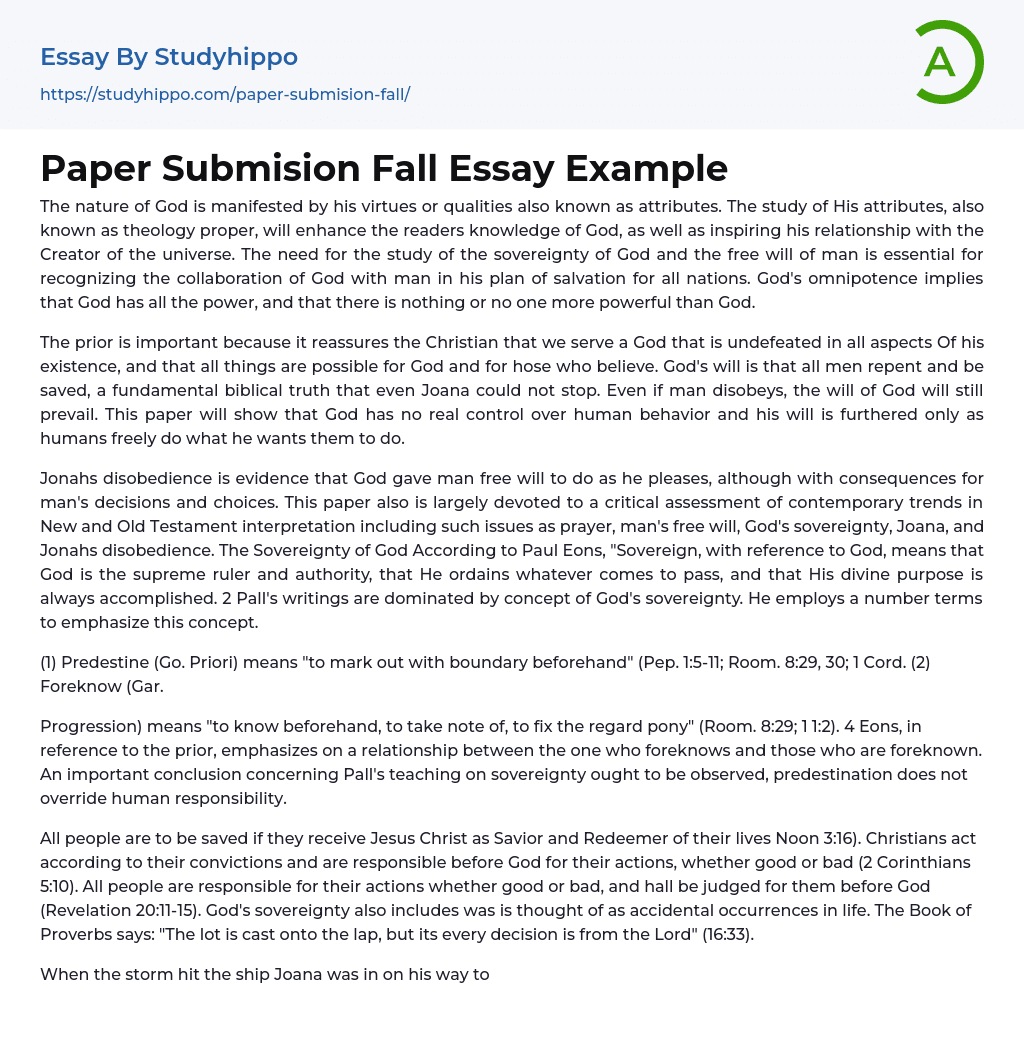 Paper Submision Fall Essay Example