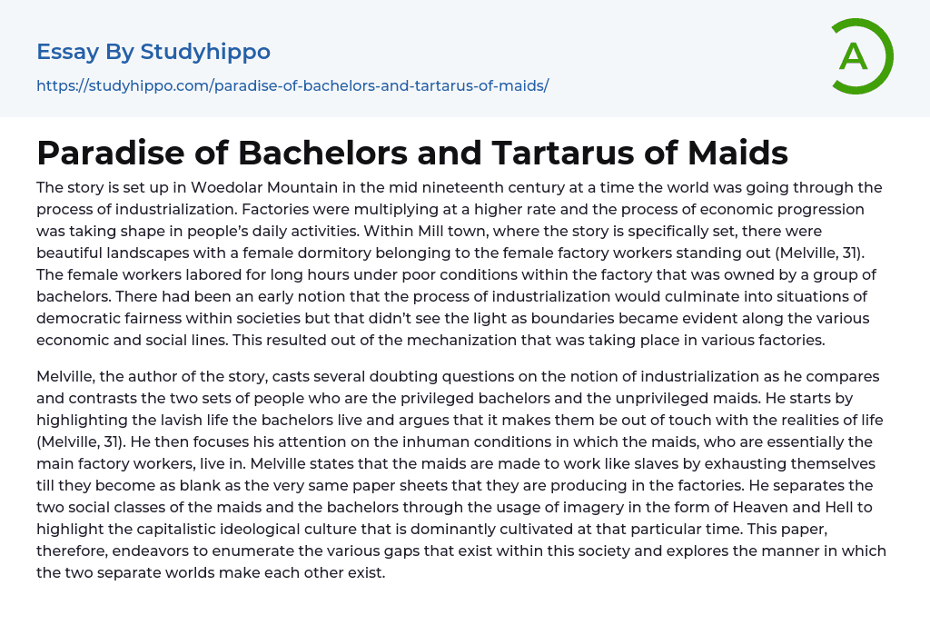 Paradise of Bachelors and Tartarus of Maids Essay Example