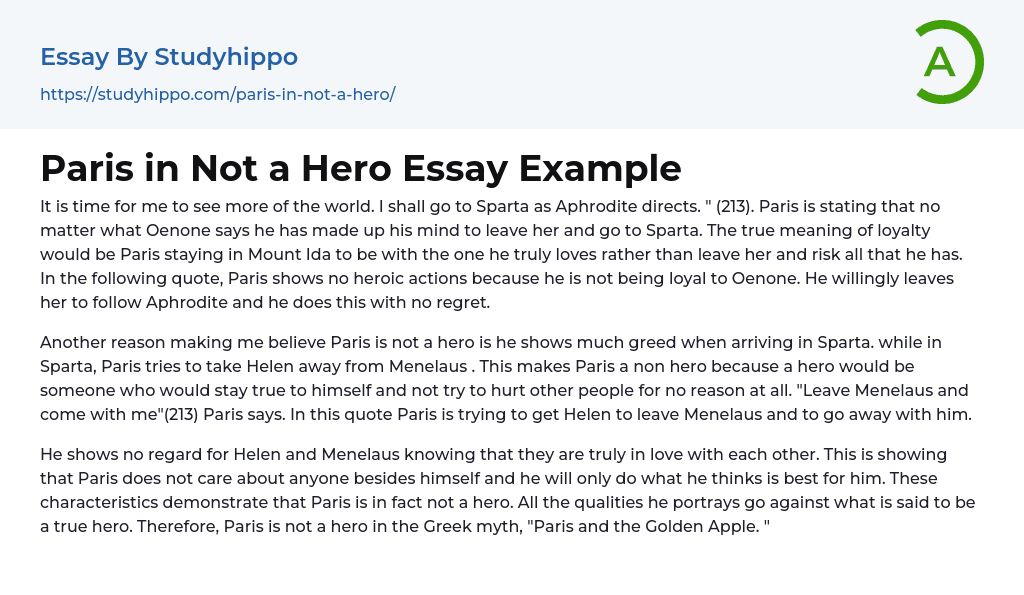 Paris in Not a Hero Essay Example
