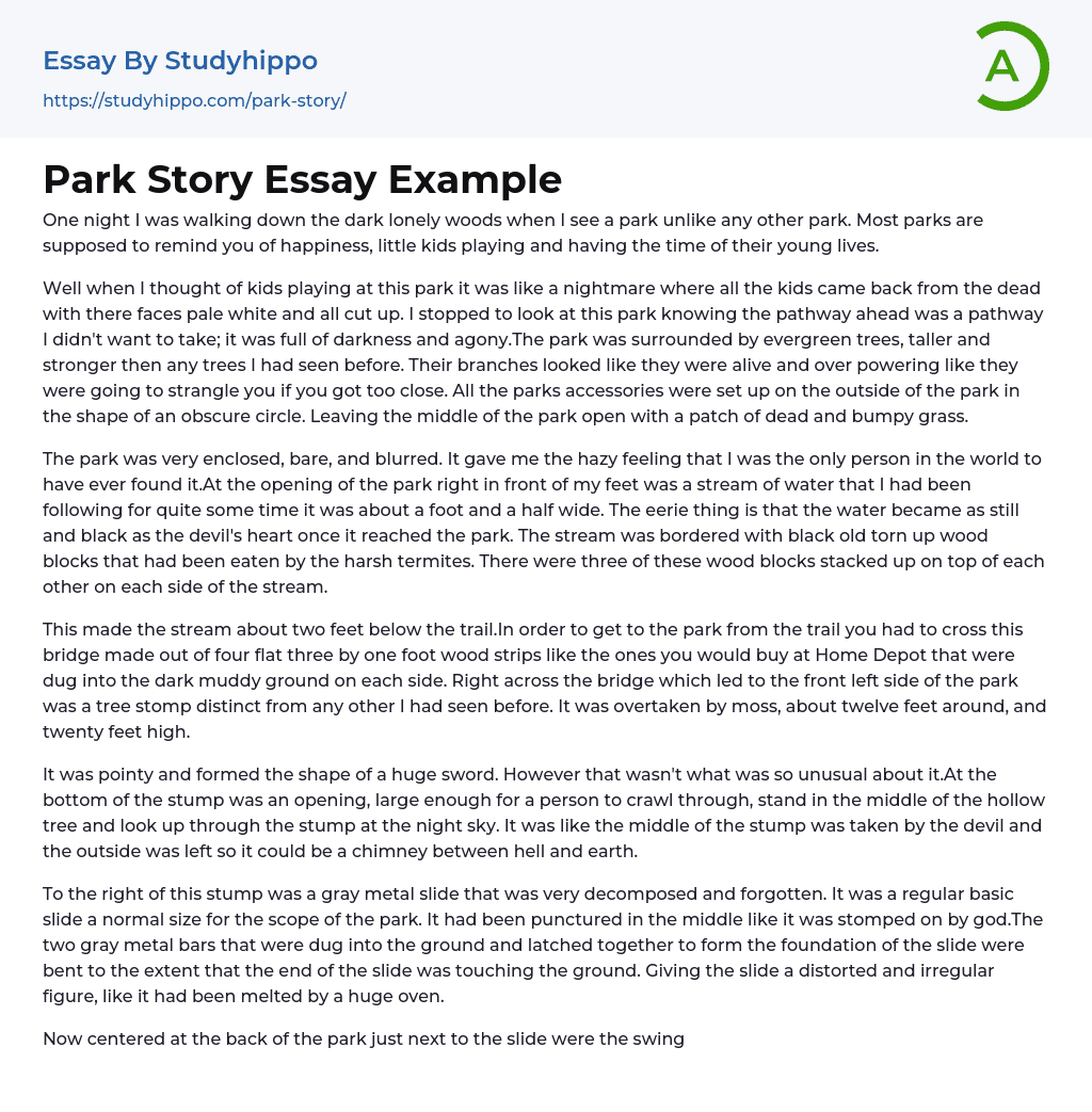 Park Story Essay Example