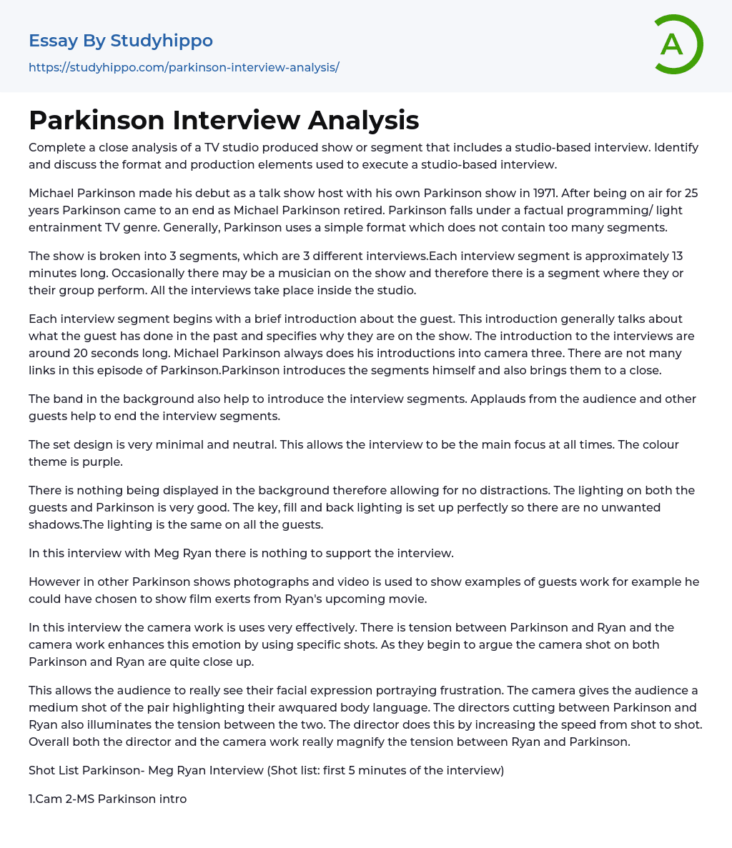 Parkinson Interview Analysis Essay Example