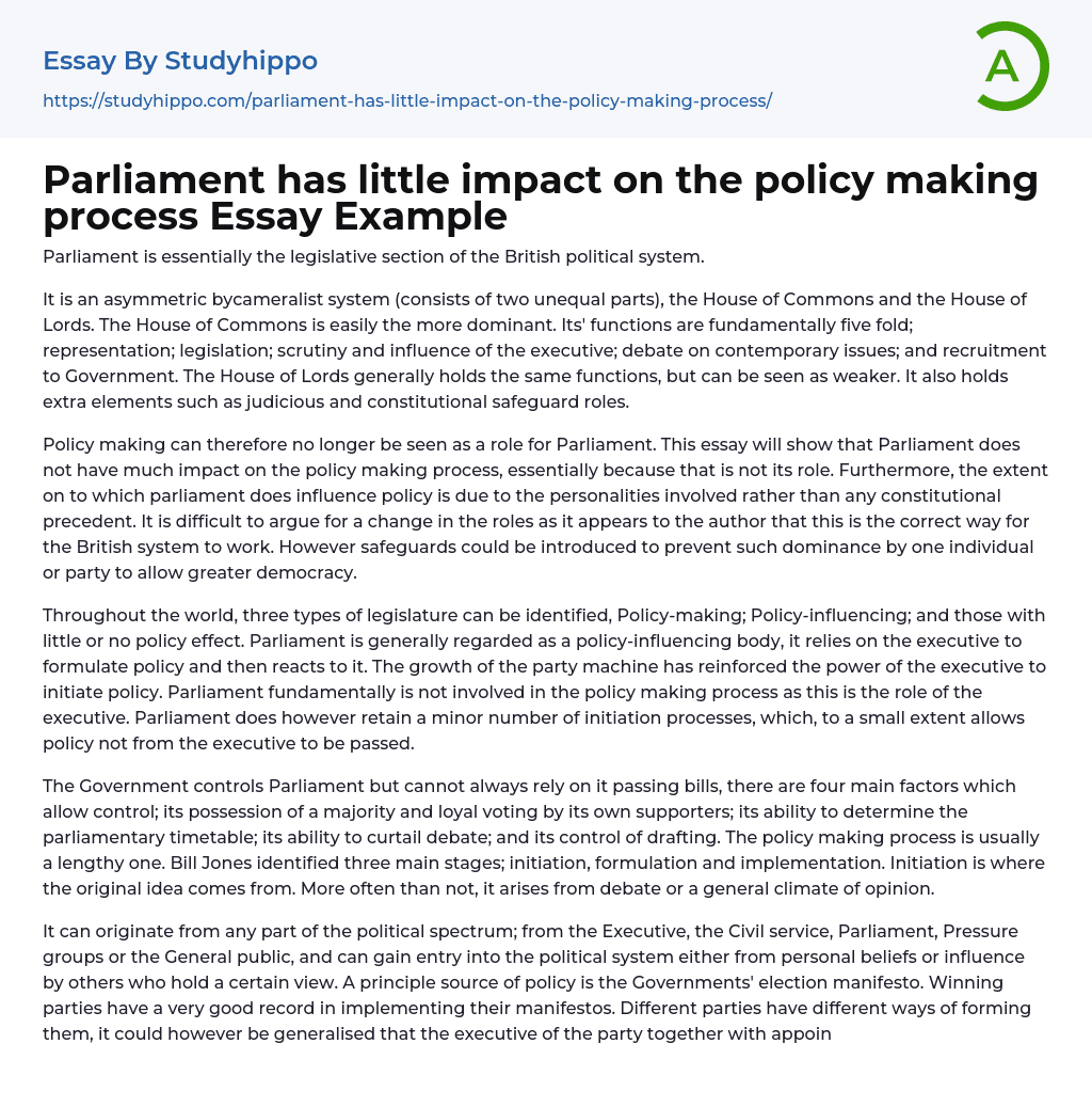 policy making process essay
