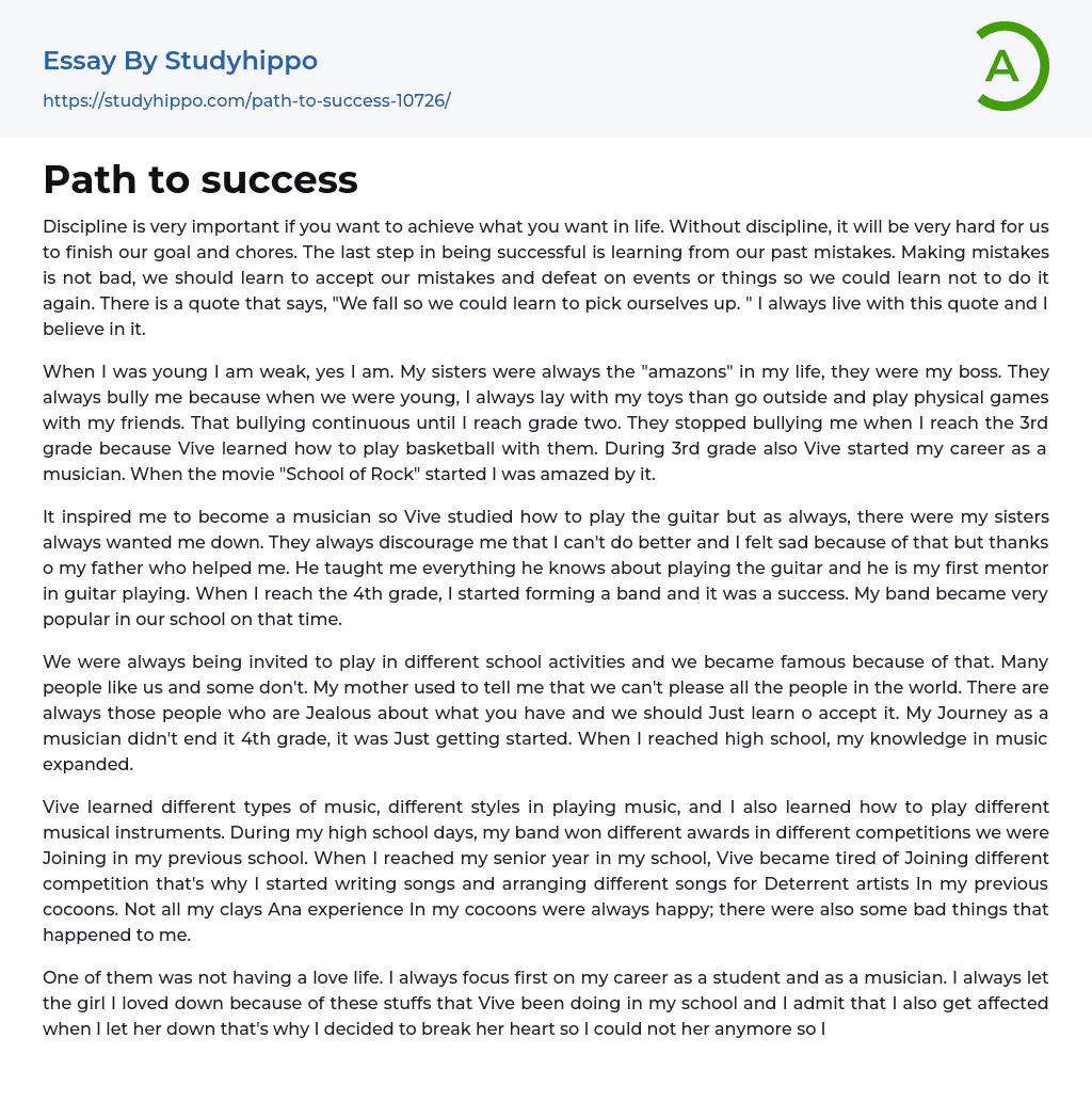 Path to success Essay Example
