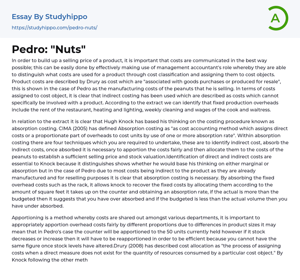 Pedro: “Nuts” Essay Example