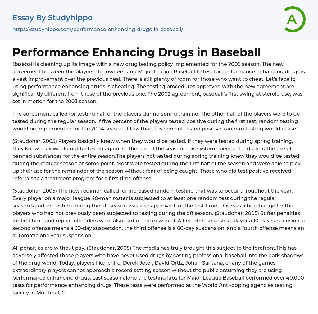 essay on performance enhancing drugs in sports