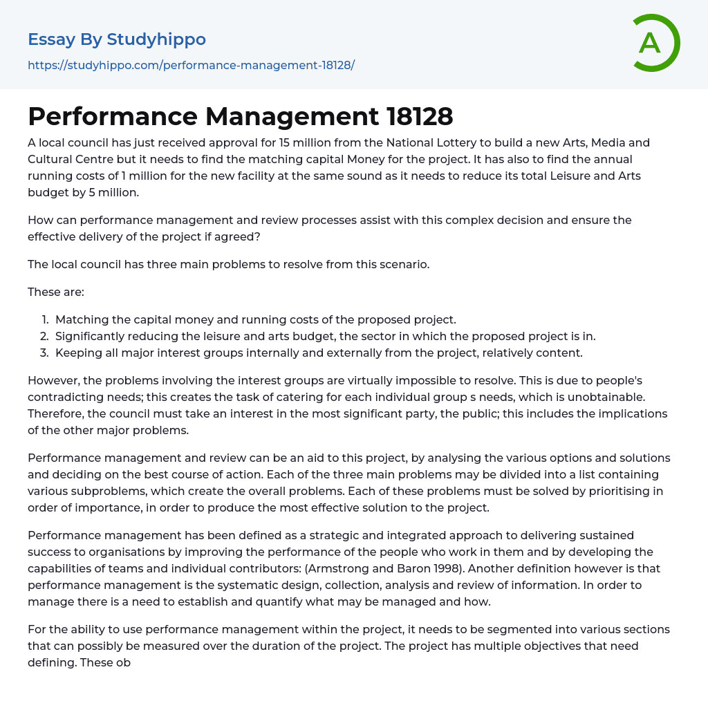 Performance Management 18128 Essay Example